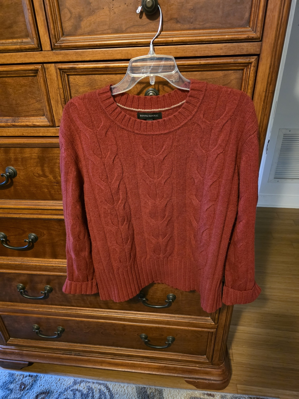 Banana Republic Women's Cable Crewneck Sweater - Rust Red